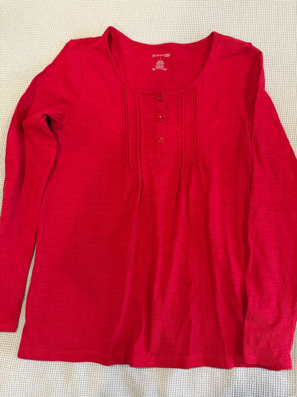 St. John's Bay Vibrant Red Long Sleeve Scoop Henley